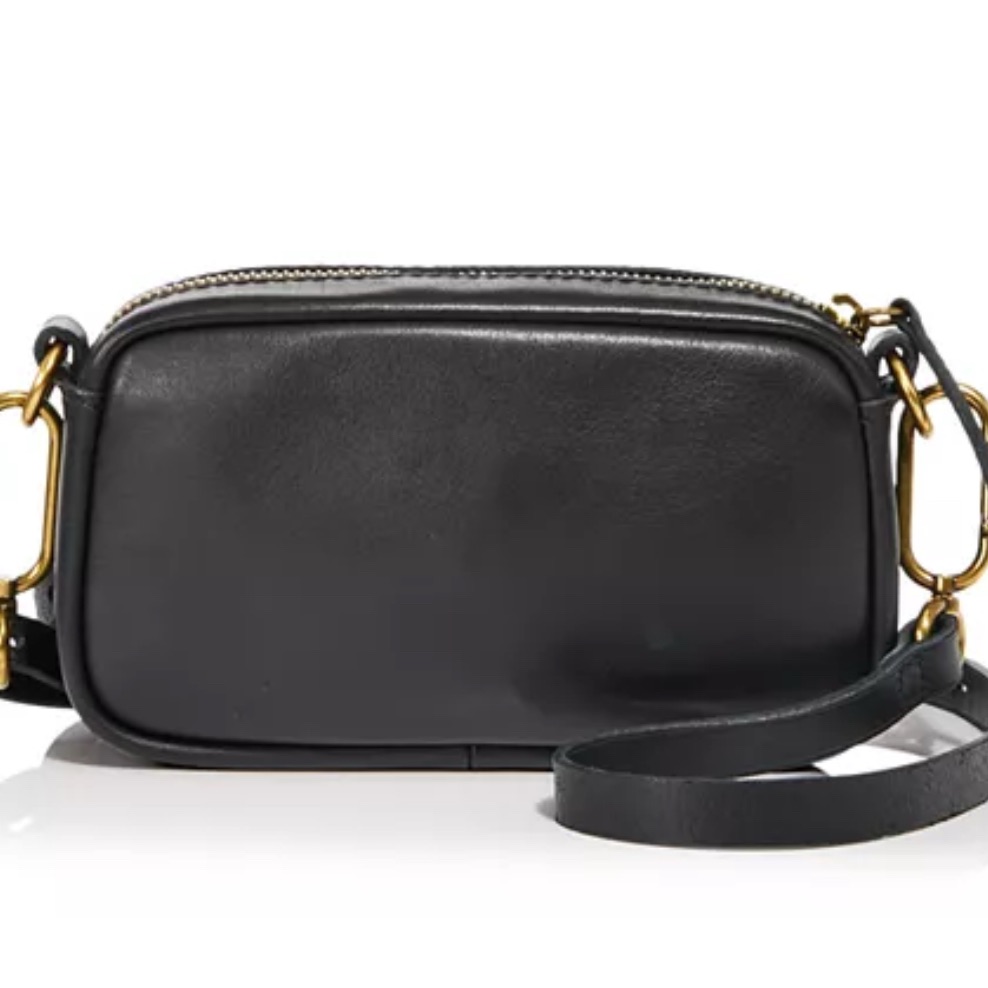 Masewell Leather Carabiner Mini Crossbody Shoulder Bag Black